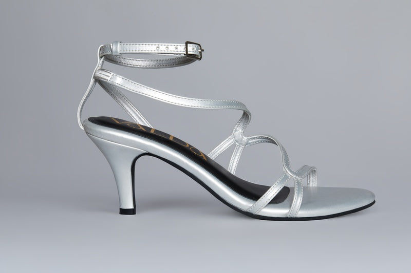 Moonlit Silver Strap Heel