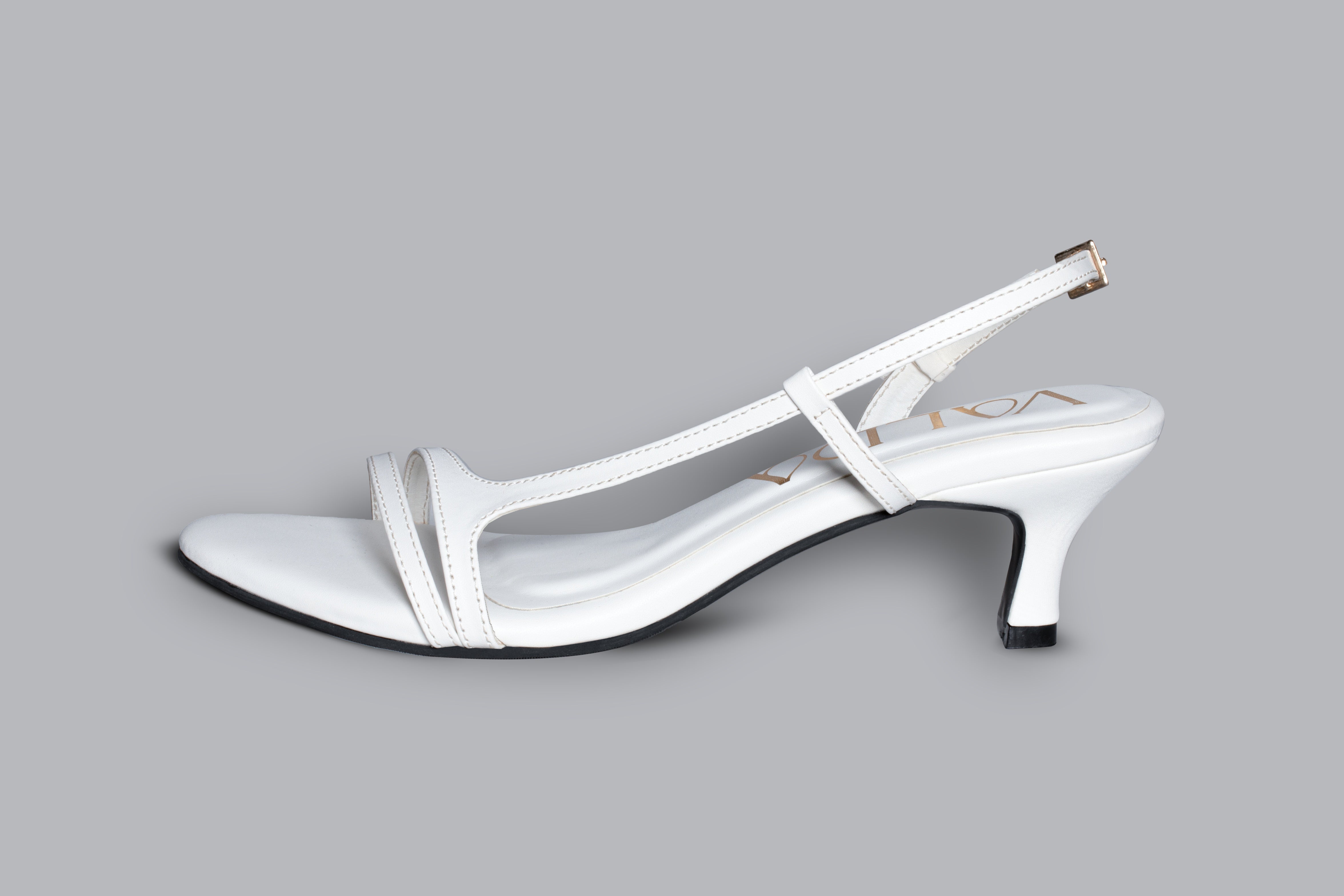 Serene White Kitten Heels